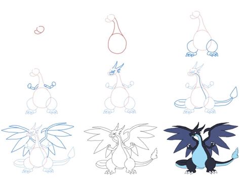 how to draw charizard gx|How to Draw Mega Charizard X step by step .
